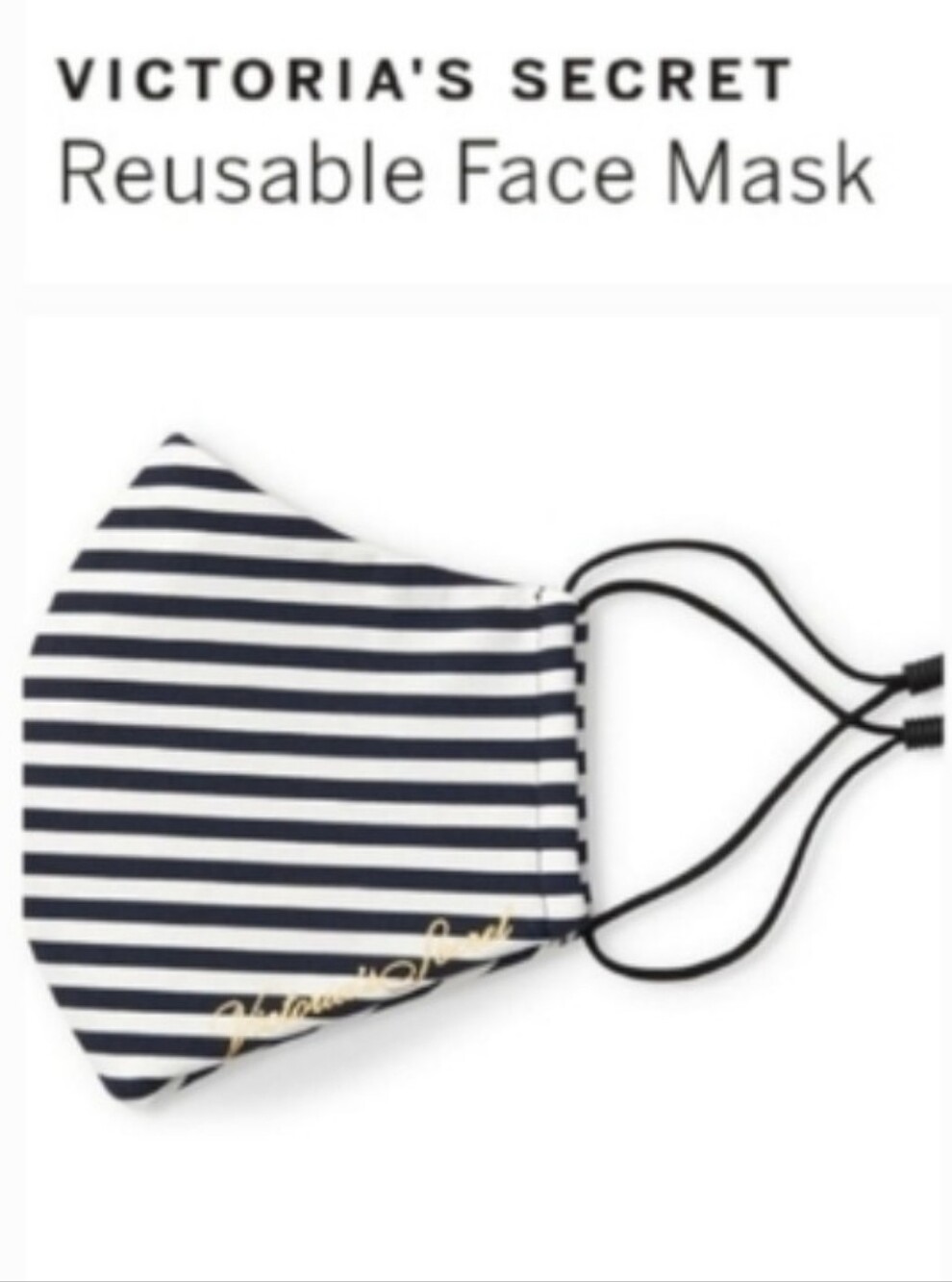 Victoria's secret reusable Cloth Black Stripes face mask